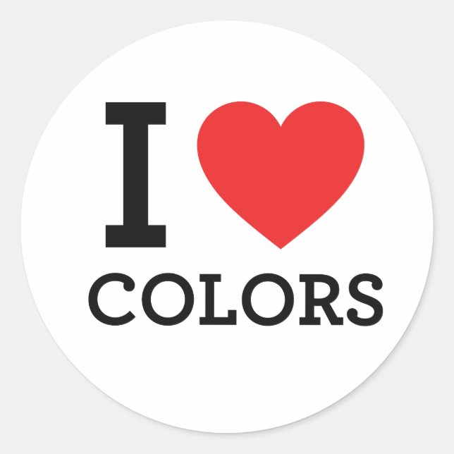 I Love Colours Classic Round Sticker (Front)