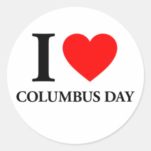 I Love Columbus Day Classic Round Sticker