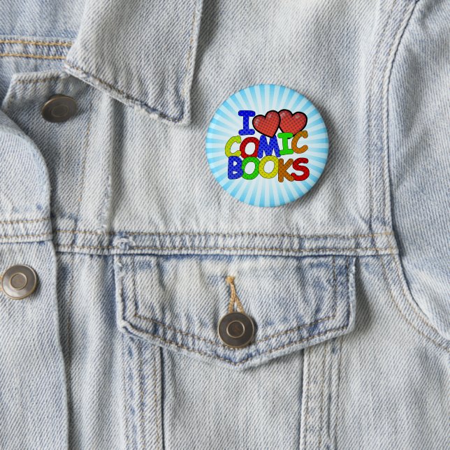 I Love Comic Books 2 Inch Round Button (In Situ)