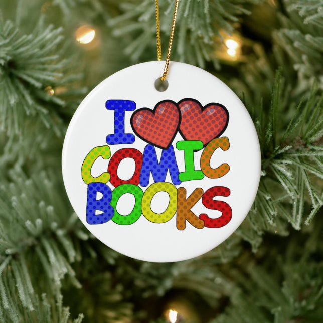 I Love Comic Books Ceramic Ornament (Tree)