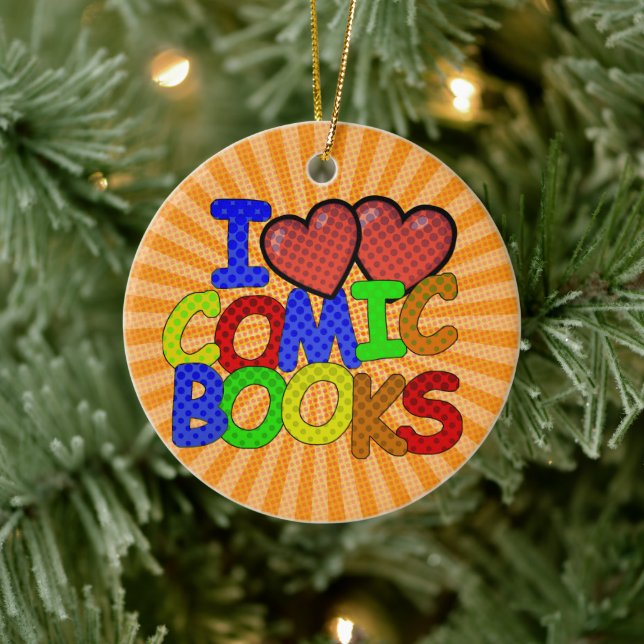I Love Comic Books Ceramic Ornament (Tree)