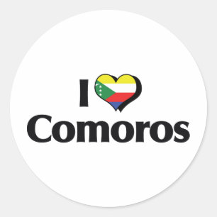 I Love Comoros Flag Classic Round Sticker