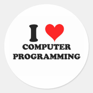 I Love Computer Programming Classic Round Sticker