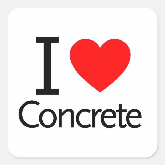 I Love Concrete Square Sticker (Front)