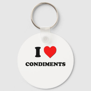 I Love Condiments ( Food ) Keychain