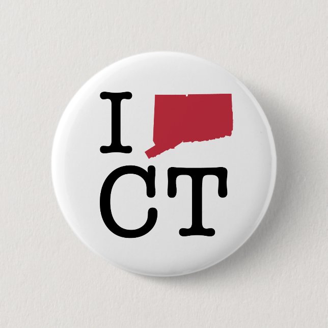 I Love Connecticut 2 Inch Round Button (Front)