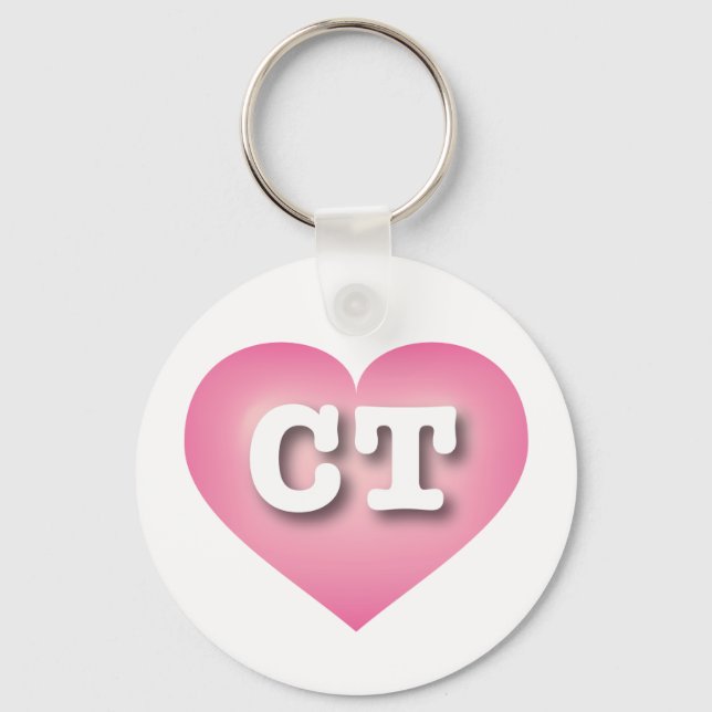 I love Connecticut  - CT pink fade heart Keychain (Front)