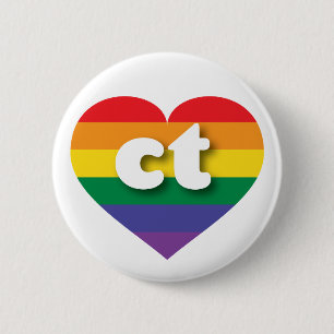 I Love Connecticut Rainbow Heart 2 Inch Round Button