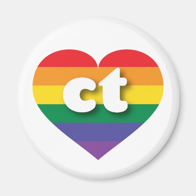 I Love Connecticut Rainbow Heart Magnet (Front)