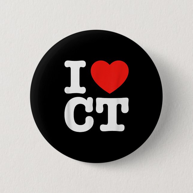 I Love Connecticut Shirt _ I Heart Ct  2 Inch Round Button (Front)