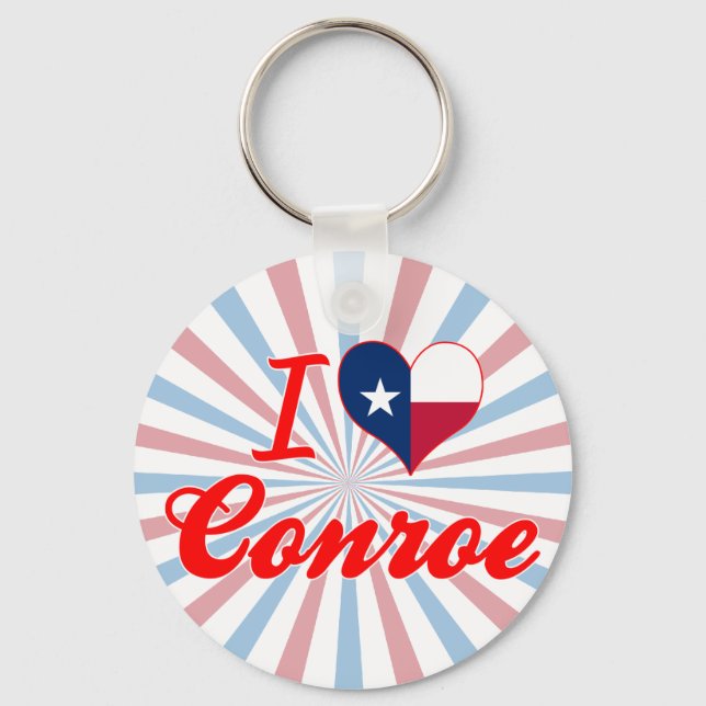 I Love Conroe, Texas Keychain (Front)