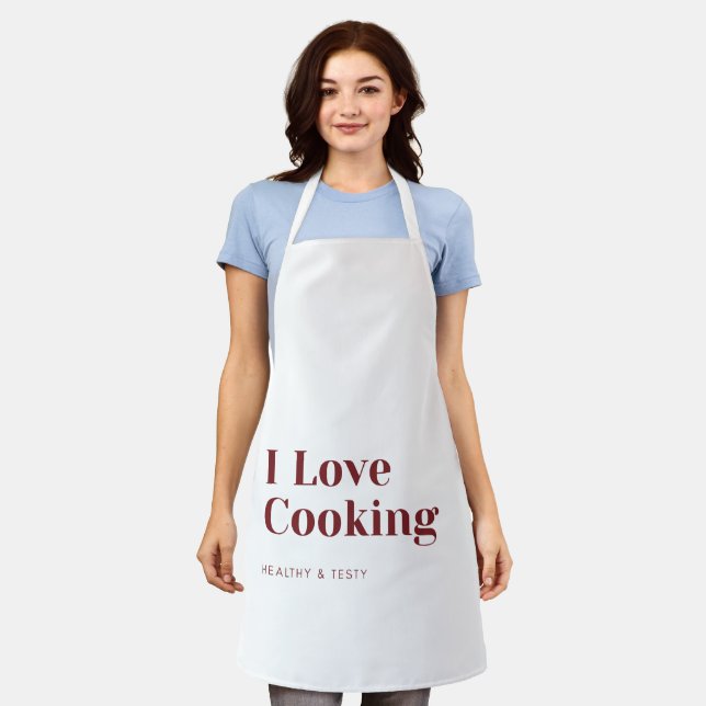 I Love Cooking Apron Healthy & Tasty Kitchen Wear  (Worn)