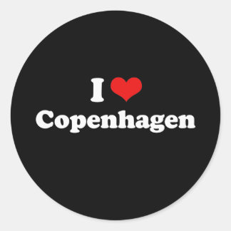 I Love Copenhagen Tshirt White Tshirt Classic Round Sticker