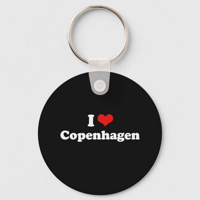 I Love Copenhagen Tshirt White Tshirt Keychain (Front)