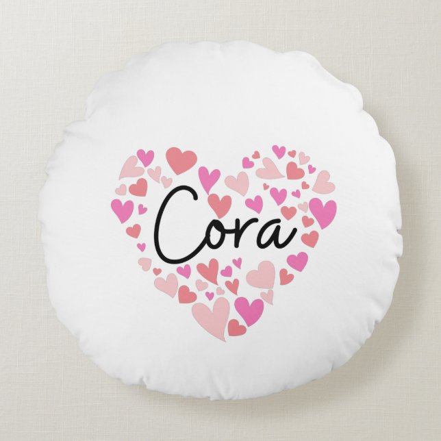 I love Cora Round Pillow (Front)