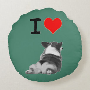 I love Corgi Butt Round Pillow