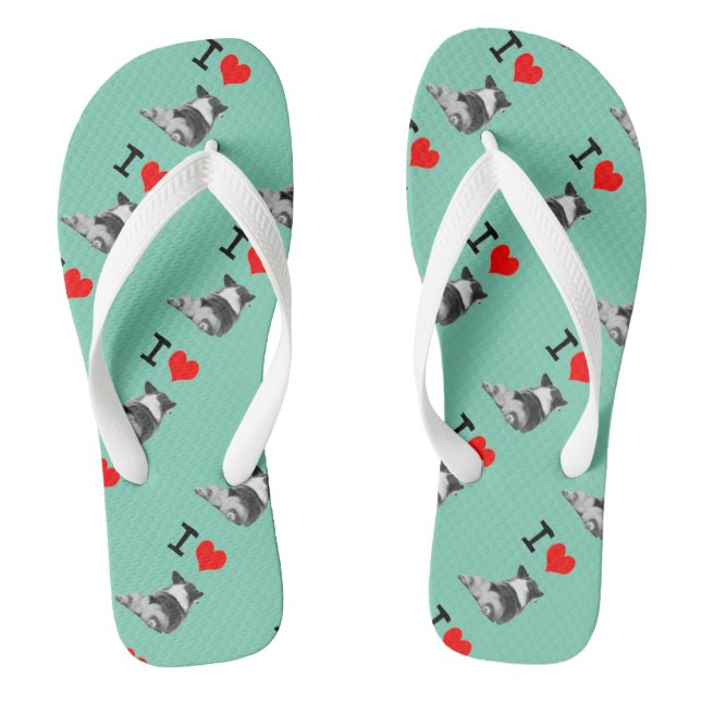 I love Corgi Butts Flip Flops (Footbed)