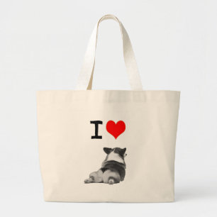 I love Corgi Butts Large Tote Bag