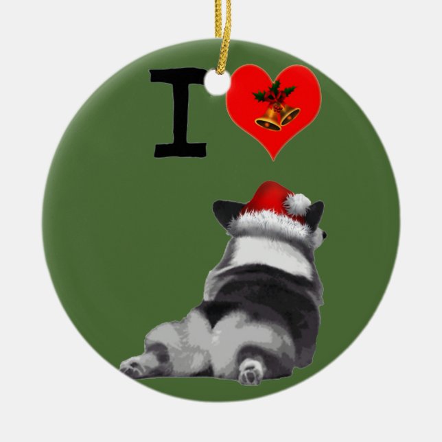 I Love Corgis Ceramic Ornament (Front)
