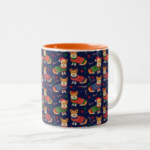 I Love Corgis Christmas Sweater Two-Tone Coffee Mug