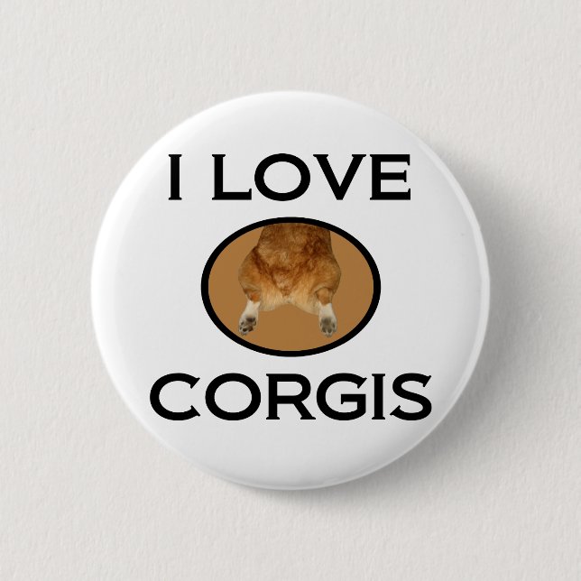 I Love Corgis Corgi Butt 2 Inch Round Button (Front)