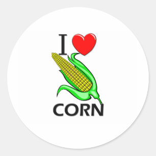I Love Corn Classic Round Sticker