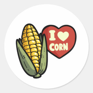 I Love Corn Classic Round Sticker