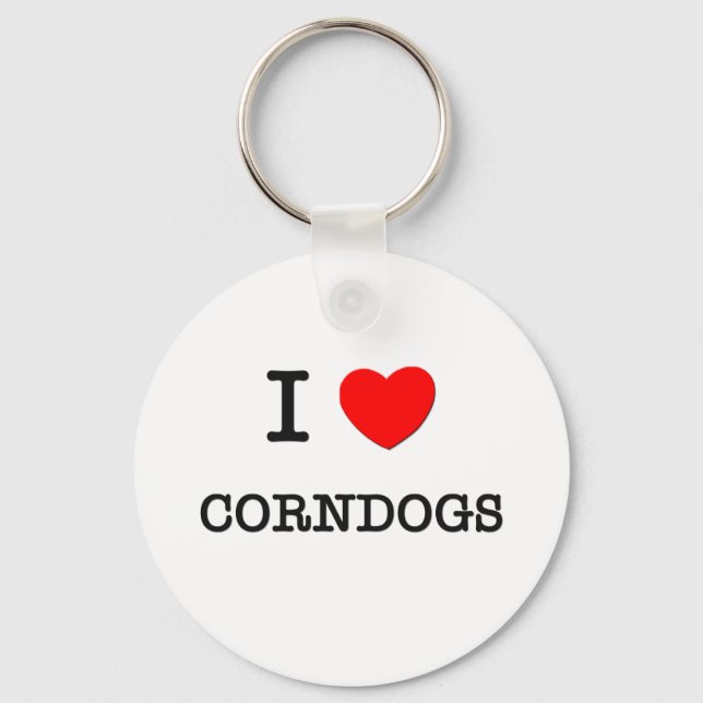 I Love CORNDOGS ( food ) Keychain (Front)