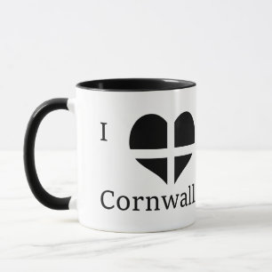 I Love Cornwall Kernow St Piran Flag Heart Design Mug