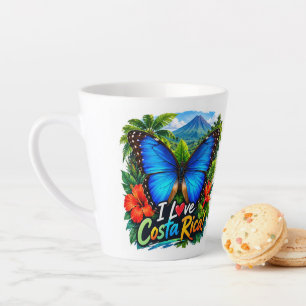 I Love Costa Rica Blue Morpho Butterfly Latte Mug
