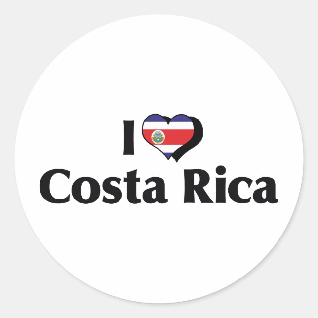 I Love Costa Rica Flag Classic Round Sticker (Front)
