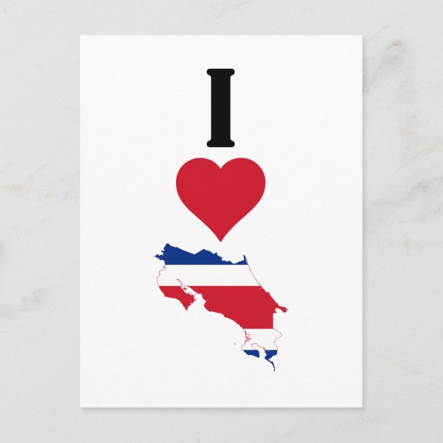 I Love Costa Rica Vertical Heart Country Carte (Devant)