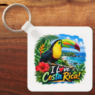 I Love Costa Rica Yellow Throated Toucan Keychain