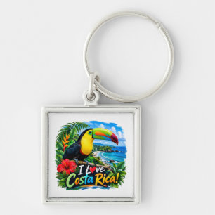 I Love Costa Rica Yellow Throated Toucan Keychain