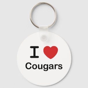 I Love Cougars Keychain