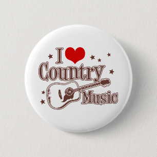 I Love Country Music 2 Inch Round Button