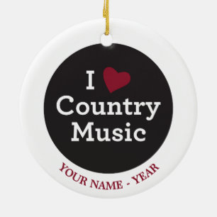 I Love Country Music Ceramic Ornament