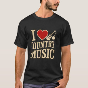 i Love Country Music Funny Banjo & Guitar Musician T-Shirt