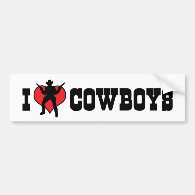 I Love Cowboys Bumper Sticker (Front)