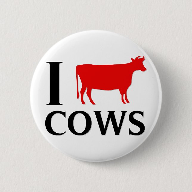 I Love Cows 2 Inch Round Button (Front)