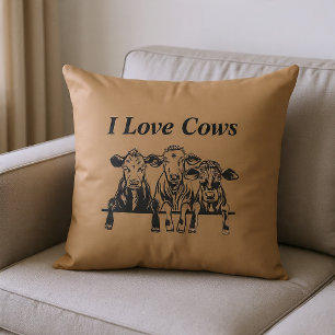 I Love Cows Throw Pillow