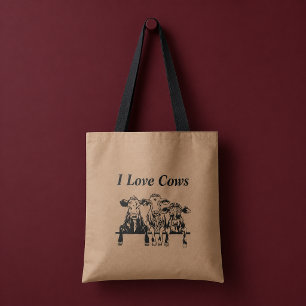 I Love Cows Tote Bag