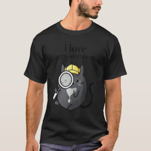 I Love Cozy Mysteries Tuxedo Cat Detective T-Shirt