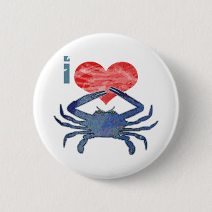 I Love Crab 2 Inch Round Button