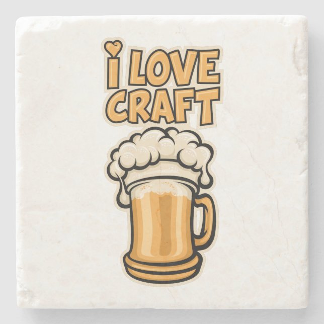 I Love Craft Beer Stone Coaster (Front)