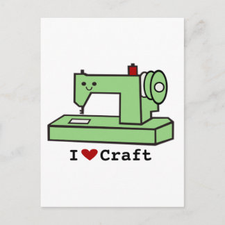 I Love Craft- Kawaii Sewing Machine Postcard