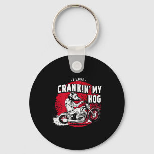 I Love Crankin' My Hog Biker (on Back)  Keychain