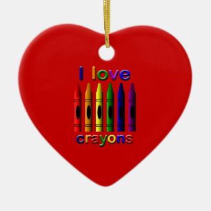 I Love Crayons Cute Christmas Ornament
