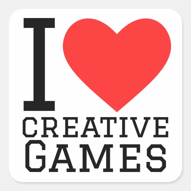 I love creative games  square sticker (Front)