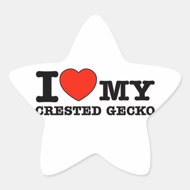 I Love crested gecko Star Sticker (Front)